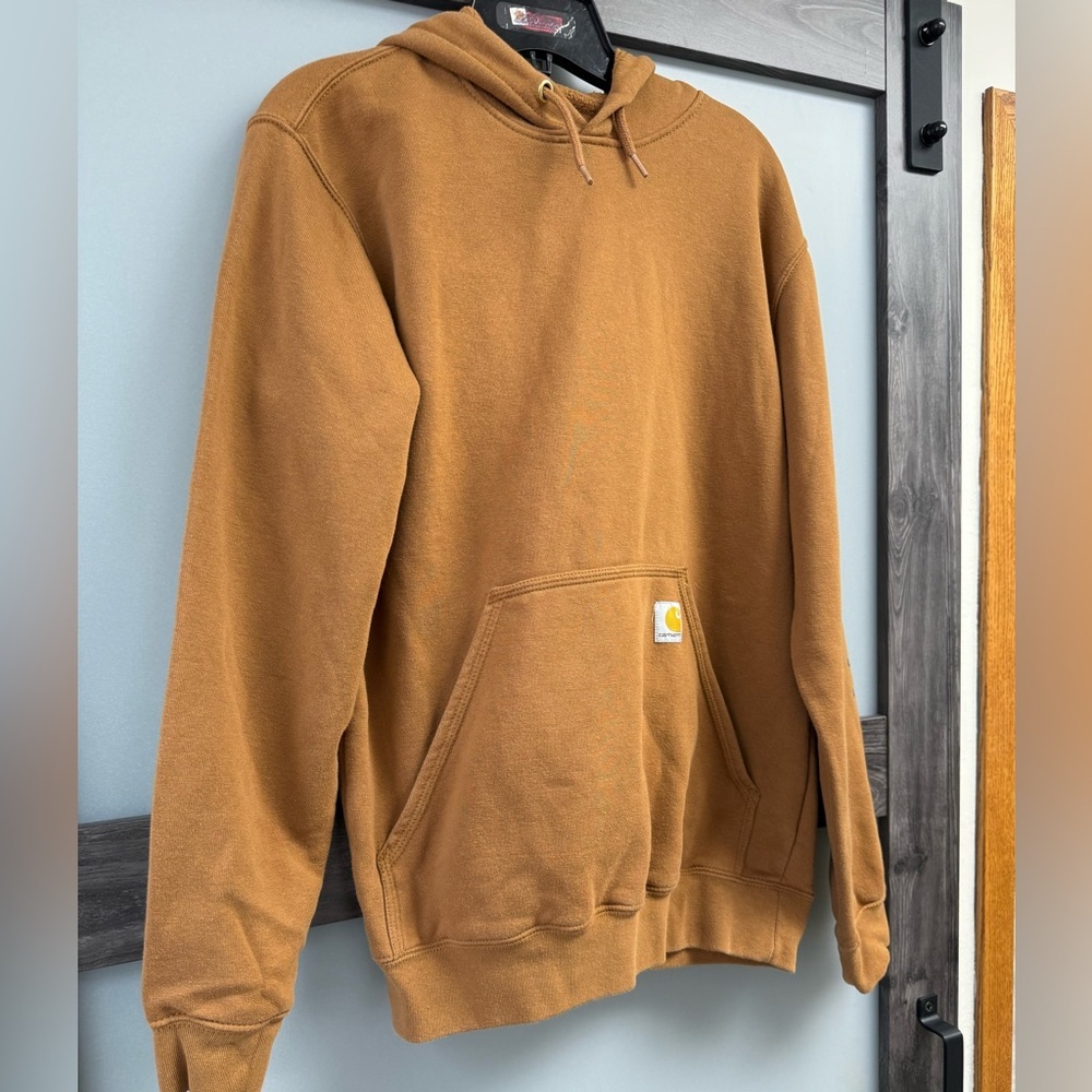 Carhartt Men's Caramel Brown Logo Sleeve Hooded Sweatshirt - Picture 3 of 5
